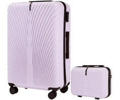 Kelioninis Didelis lagaminas Wings SN121 SWAN violetinis iš polikarbonato plius kosmetinė