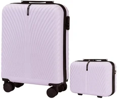 Kelioninis Kabinos lagaminas Wings SN121 SWAN violetinis iš polikarbonato plius kosmetinė