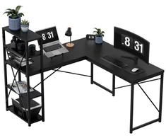 Meester Group Sp. z o.o. Corner desk with shelves Leader 5.9 Juodas 145 cm