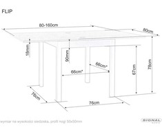 Signal Meble Valgomojo stalas SIGNAL Flip 80, 80(160)x80 x78 cm