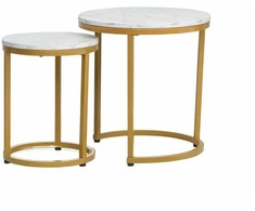Signal Meble Kavos staliukų rinkinys SIGNAL HOLA Baltas MARBLE/Gold