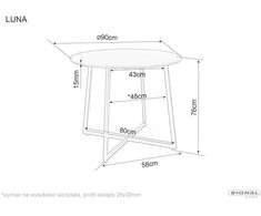 Signal Meble Valgomojo stalas LUNA, 90 cm