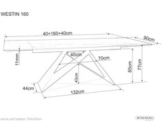 Signal Meble Valgomojo stalas WESTIN I, 160 x 90 cm, juodas