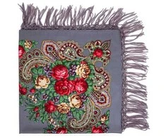 AOP Didelė moteriška gėlėta skara su kutais 17103-6