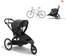 Baby Jogger City Prix - bėgimo vežimėlis ir dviračio priekaba 2in1 | Ambicija juoda
