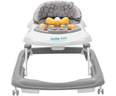 Baby Mix vaikštynė su vairu ir silikoniniais ratukais, tamsiai pilka