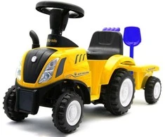 Baby Mix New Holland geltonas traktorius su traktoriumi ir įrankiais
