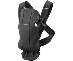 BabyBjorn Baby Carrier Mini 3D Jersey - maža nešioklė naujagimiui | Pilkai juoda