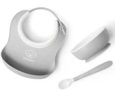 BabyBjorn Baby Feeding Set - komplektas do karmienia, 3 vnt. | Light Pilkas