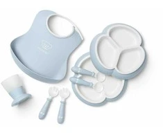 BabyBjorn Dinnerware - 8 dalių maitinimo rinkinys | Mėlyna pudra