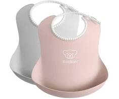 BabyBjorn - śliniaki, komplektas 2vnt. | Pilkas / Powder Rožinė