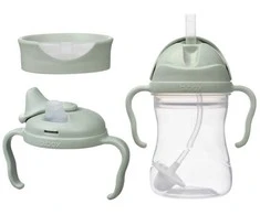 b.box - 3 viename geriamasis puodelis, šiaudelis, vandens buteliukas, treniruočių puodelis 240 ml | Sage
