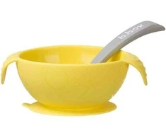 B.BOX BB00473 Silikoninis dubuo su siurbtuku ir šaukštu Lemon Sherbet