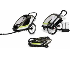 Hamax Breeze One - vienvietė 2in1 dviračio priekaba vienam vaikui | Balta/Žalia