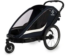 Hamax Breeze Twin - 2in1 dviračio priekaba dviem vaikams | Navy/Kreminis