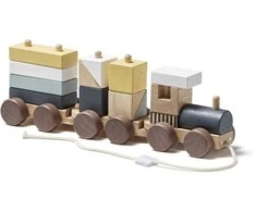 Kids Concept Vaikiškas koncepcinis traukinys su natūraliomis traukiamomis kaladėlėmis | Daugiaspalvis (VAIKŲ PAGRINDAS)