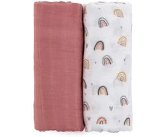 Petite&amp;Mars Misty - bambuko muslino vytinys, 2 rinkinys | Rožė