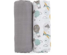 Patalynės komplektas Petite&amp;Mars Misty - bambuko muslino vytinys, 2 rinkinys | Pilka