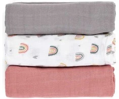 Petite&amp;Mars Moussy - bambukinės sauskelnės, rinkinys iš 3 | Rožių vaivorykštės