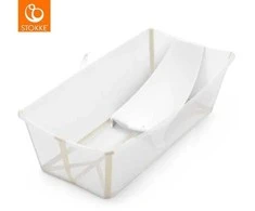 Stokke Flexi Bath - X-Large sulankstoma kūdikio vonelė, komplektas su įdėklu | Smėlio smėlio spalvos