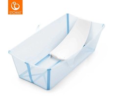 Stokke Flexi Bath - X-Large sulankstoma kūdikio vonelė, komplektas su įdėklu | Ledyno mėlyna