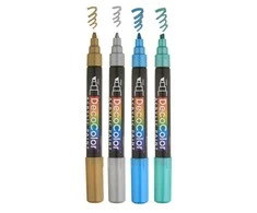 Marvy Uchida Akriliniai markeriai "Marvy Decocolor Acrylic" #315-4M Metalic. 4 vnt