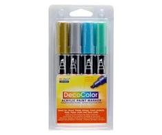 Marvy Uchida Akriliniai markeriai "Marvy Decocolor Acrylic" #315-4M Metalic. 4 vnt