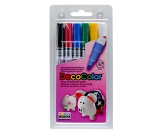 Marvy Uchida Markeriai įvairių paviršių dekoravimui Marvy Decocolor Paint Marker Fine #200-6A Primary. 6vnt.