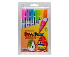 Marvy Uchida Markeriai įvairių paviršių dekoravimui Marvy Decocolor Paint Marker Broad #300-6C Hot Colors. 6 vnt.