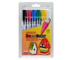 Marvy Uchida Markeriai įvairių paviršių dekoravimui Marvy Decocolor Paint Marker Broad #300-6A Primary. 6 vnt.