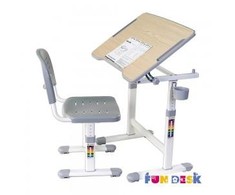 Augantis vaikiškas stalas ir kėdė FunDesk Piccolino, pilkos/baltos/ąžuolo spalvos
