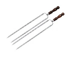 Bbq Expert Dvigubas iešmas su medine rankena 50cm