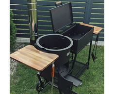 Bbq Expert Šašlykinė - viryklė 8-12 kazanui, su lentyna ir ratukais, metalo storis 3mm
