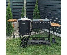 Bbq Expert Šašlykinė - viryklė 8-12 kazanui, su lentyna ir ratukais, metalo storis 3mm