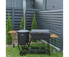 Bbq Expert Šašlykinė - viryklė 12-16l kazanui, su lentyna ir ratukais, metalo storis 4mm