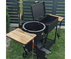 Bbq Expert Šašlykinė - viryklė 8-12 kazanui, su lentyna ir ratukais, metalo storis 5mm