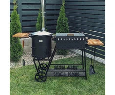 Bbq Expert Šašlykinė - viryklė 8-12 kazanui, su lentyna ir ratukais, metalo storis 5mm