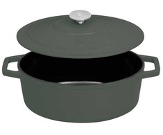 Berlinger Haus Ovalus emaliuotas ketaus puodas, 30x22x12cm, 4,65L | Matte Žalias Collection BH-6545
