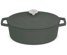 Berlinger Haus Ovalus emaliuotas ketaus puodas, 30x22x12cm, 4,65L | Matte Žalias Collection BH-6545