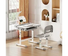 Fundesk Augantis vaikiškas stalas ir kėdė «Ergonomica Pilkas»