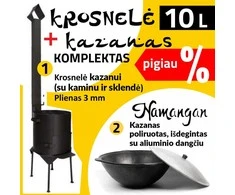 Kazanas su krosnele, 10 L (kazanas Namangan) ir 360 mm krosnelė (plienas 3 mm)
