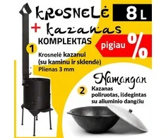 Kazanas su krosnele, 8 L (kazanas apvalus Namangan) ir 360 mm krosnelė (plienas 3 mm)