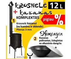 Kazanas su krosnele (kazanas 12L (Namangan) | apvalus dugnas + Krosnelė kazanui D-360 mm)