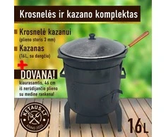 Kazan Mangal Komplektas: Kazanas 16L (Namangan), krosnelė kazanui 3mm, kiaurasamtis.