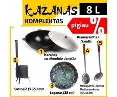 Rištan Komplektas: Krosnelė - Kazanas 8L - Leganas - Samtis - Kiaurasamtis