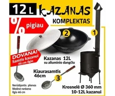 Komplektas: Krosnelė kazanui 12L / Namangan kazanas 12L / Kiaurasamtis ir samtis 46 cm