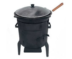 Kazan Mangal Komplektas: Uzbekiškas kazanas 12L (Namangan), krosnelė 3mm, samtis, kiaurasamtis, uzbekiški prieskoniai