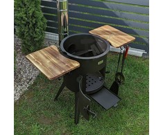 Kazan Mangal Krosnelė Premium su lentynomis 12-16L kazanui / skersmuo 40cm / plienas 3mm