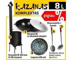 Rištan Krosnelės 8-10L Komplektas: Kazanas 8L (apvalus dugnas) - Leganas - Samtis - Kiaurasamtis