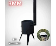 Krosnelė Kazan Mangal 12-16L kazanui / skersmuo 39cm / plienas 3mm (su juodu kaminu)